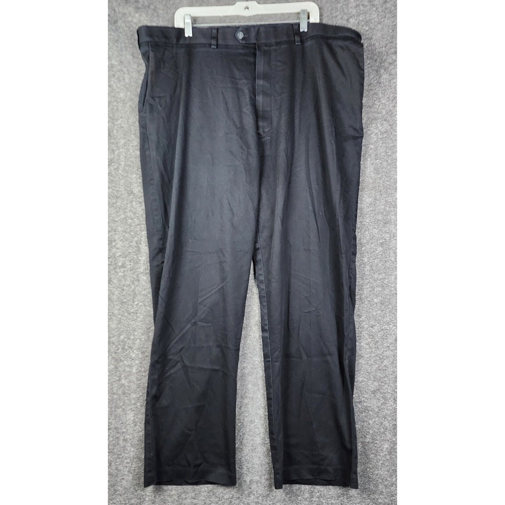 Roundtree & Yorke Chino Pants Mens 44x32 Black TravelSmart CoreComfort Stretch